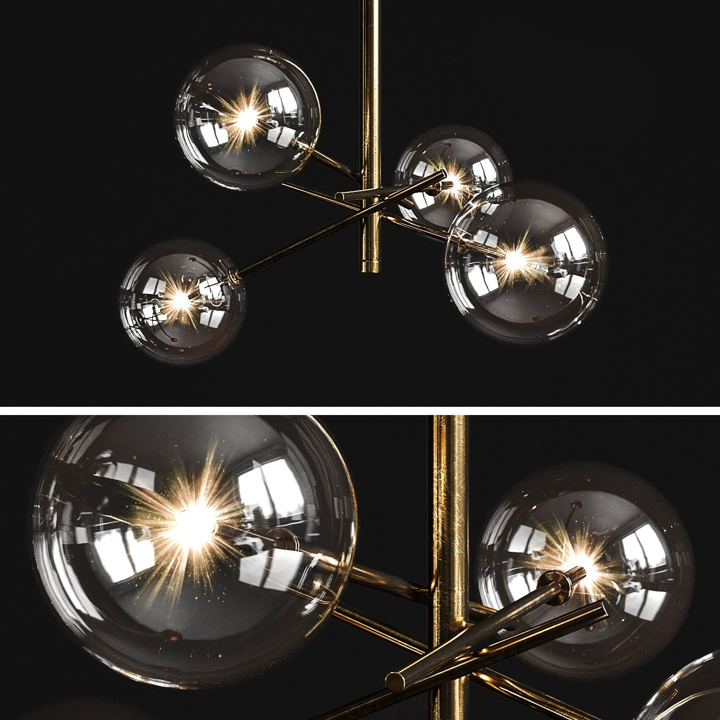 Chandelier Gallotti Radice Bolle 4 Lights 3d Model In Ceiling