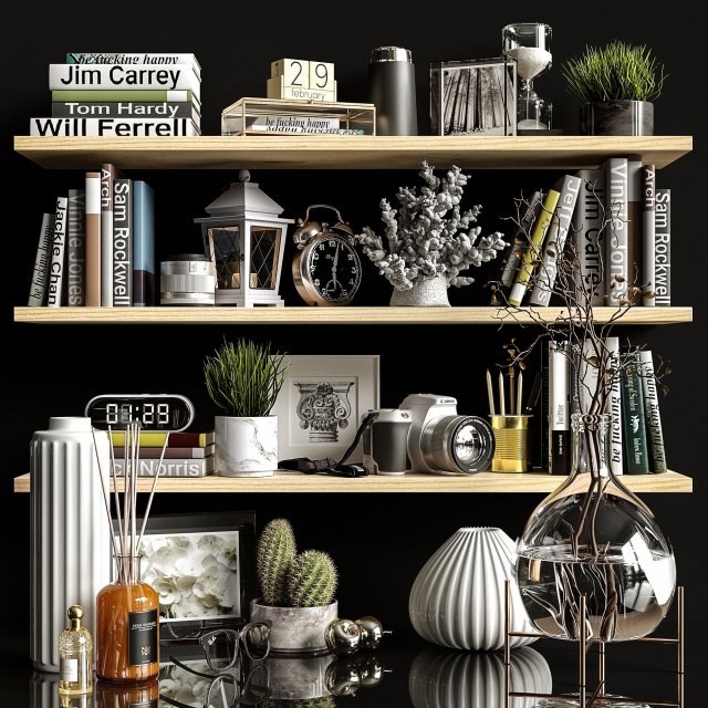 decorative set shelves 2 Model 3D .c4d .max .obj .3ds .fbx .stl .blend 