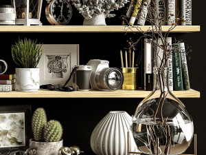 decorative set shelves 2 Model 3D
