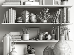decorative set shelves 2 Model 3D