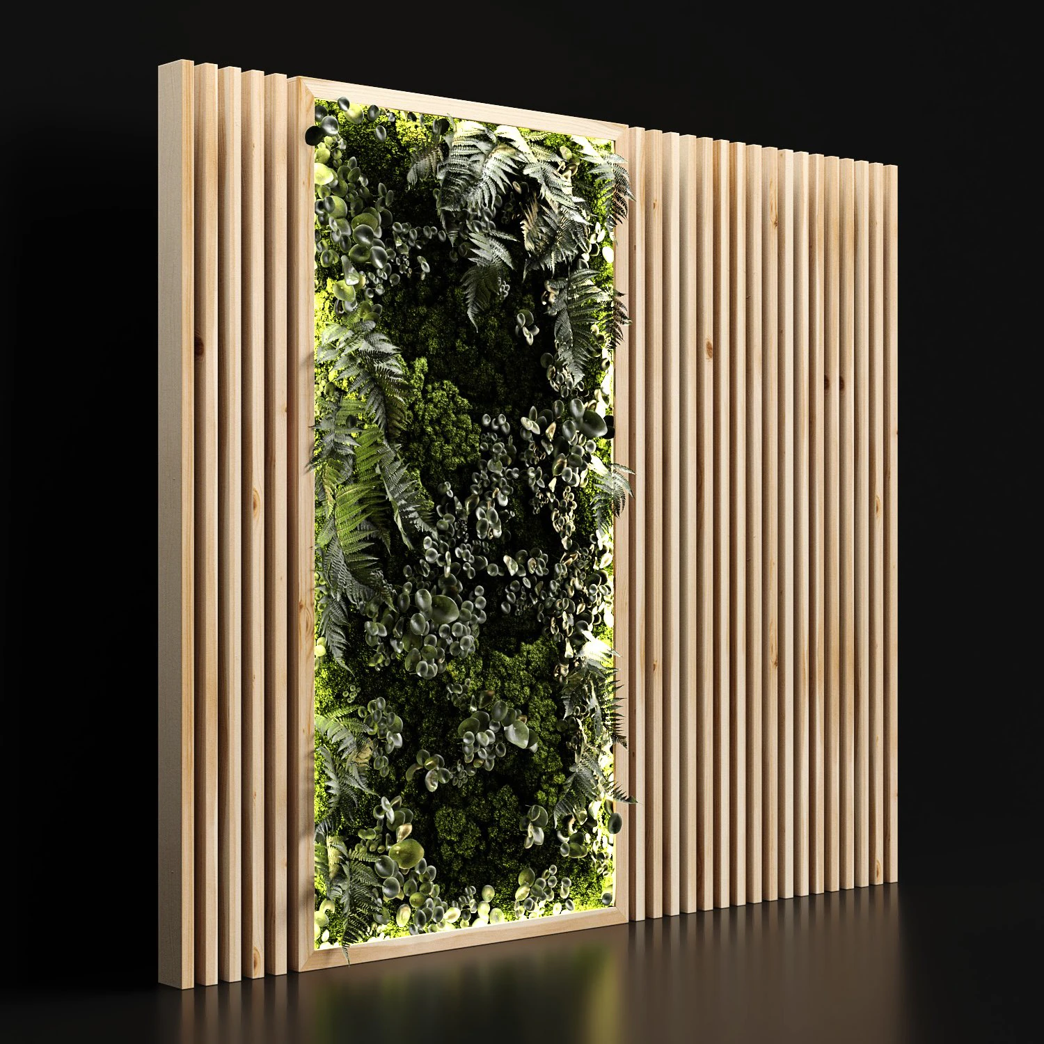 wooden planks and vertical garden 3D Model .c4d .max .obj .3ds .fbx .stl .blend