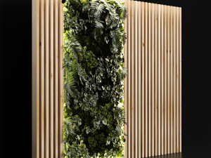 wooden planks and vertical garden 3D 모델