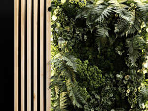 wooden planks and vertical garden 3D Model