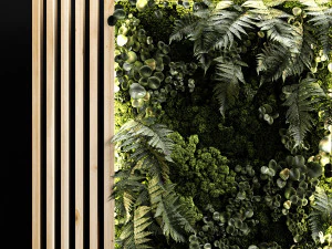 wooden planks and vertical garden 3D Model