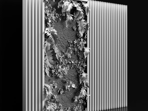 wooden planks and vertical garden 3D Model