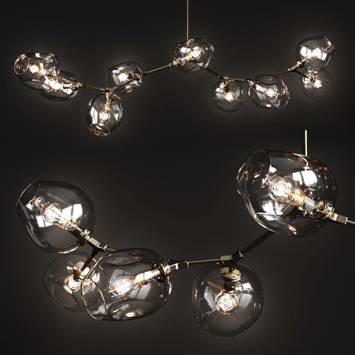 branching bubble 9 lamps 2 3D Model .c4d .max .obj .3ds .fbx .stl .blend