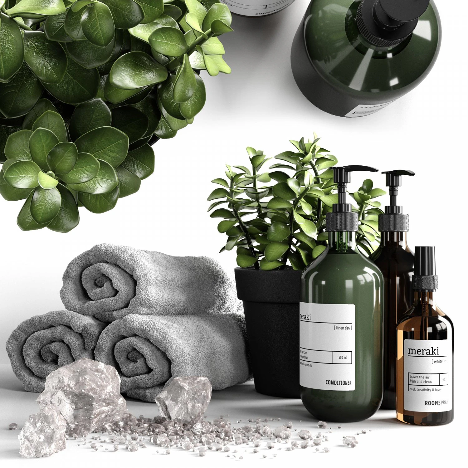 bathroom decorative set with salt 3D Model .c4d .max .obj .3ds .fbx .stl .blend 