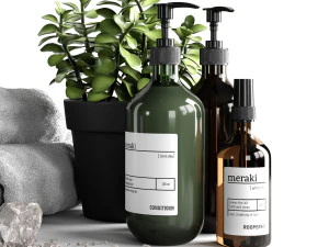bathroom decorative set with salt 3D Model