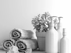 bathroom decorative set with salt 3D Model