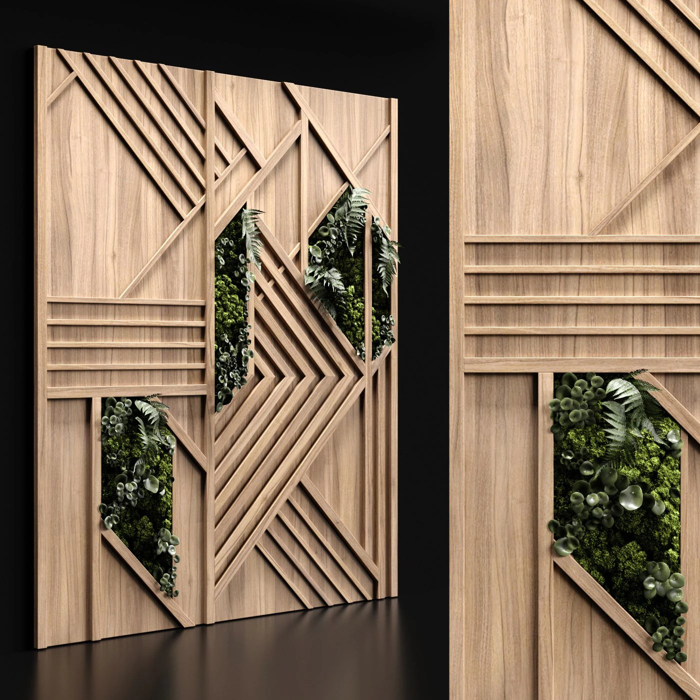 wooden panels and vertical garden 3 3D Model .c4d .max .obj .3ds .fbx .stl .blend 