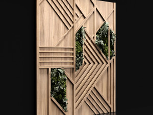 wooden panels and vertical garden 3 3Dモデル