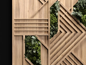 wooden panels and vertical garden 3 3Dモデル