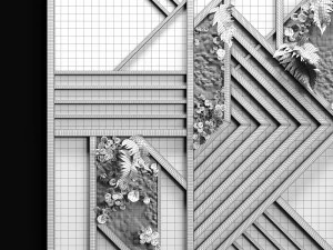 wooden panels and vertical garden 3 3D Model