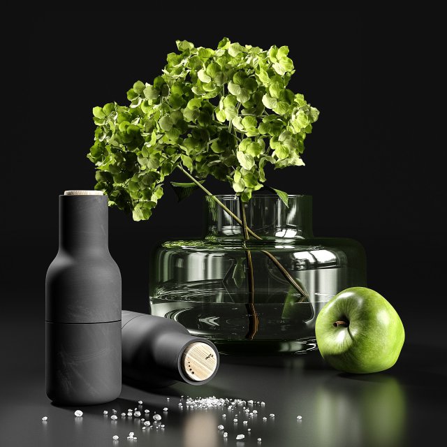 decorative set with hydrangea 3D Model .c4d .max .obj .3ds .fbx .stl .blend 