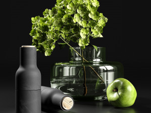 decorative set with hydrangea Modello 3D