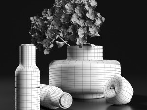 decorative set with hydrangea 3D Model