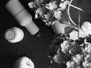 decorative set with hydrangea 3D Model