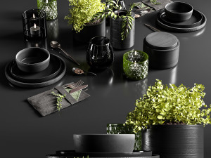 table setting in black colors 3D मॉडल