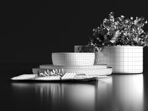 table setting in black colors 3D 모델