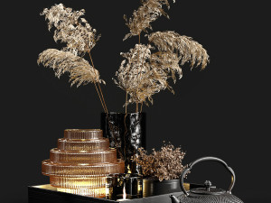 decorative set with dry plants 3 3Dモデル