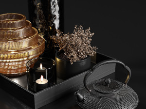 decorative set with dry plants 3 Model 3D