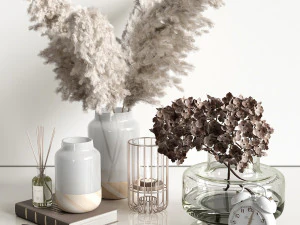 set dekoratif dengan tanaman kering4 Model 3D