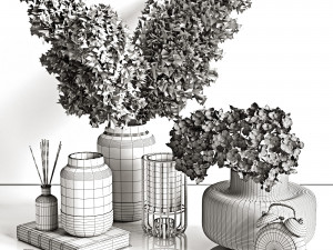 decorative set with dry plants 4 3D 模型