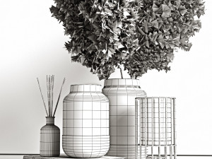 decorative set with dry plants 4 3D 模型