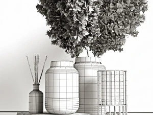 decorative set with dry plants 4 3D Model