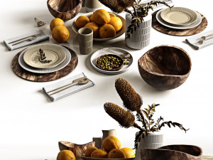 table setting with oranges Model 3D