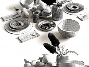 table setting with oranges 3D Model