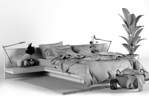 bedroom set loft 3D 모델