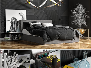 bedroom set modern 3D Model