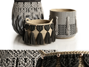 boho wicker planters Modelo 3D