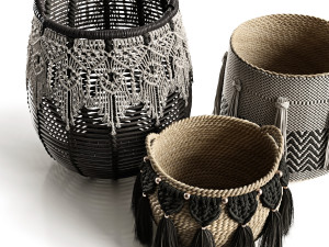 boho wicker planters Modello 3D