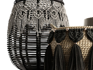 boho wicker planters Modello 3D