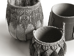 boho wicker planters Modello 3D