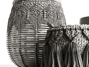 boho wicker planters Modello 3D
