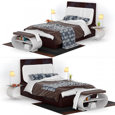 double bed 3D Model .c4d .max .obj .3ds .fbx .stl .blend 