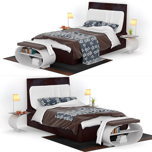 double bed 3D Model .c4d .max .obj .3ds .fbx .stl .blend 