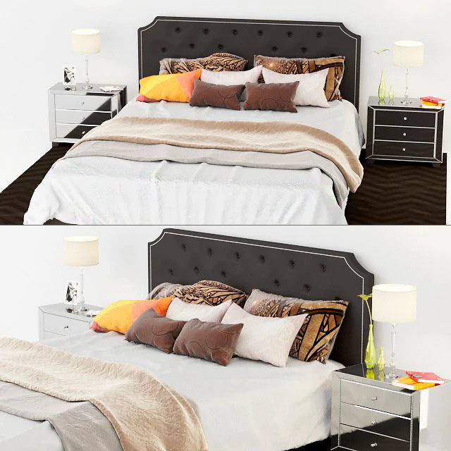 double bed bedside tables 3D Model .c4d .max .obj .3ds .fbx .stl .blend