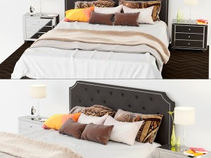double bed bedside tables 3D Model