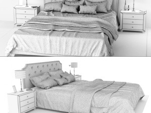 double bed bedside tables Model 3D