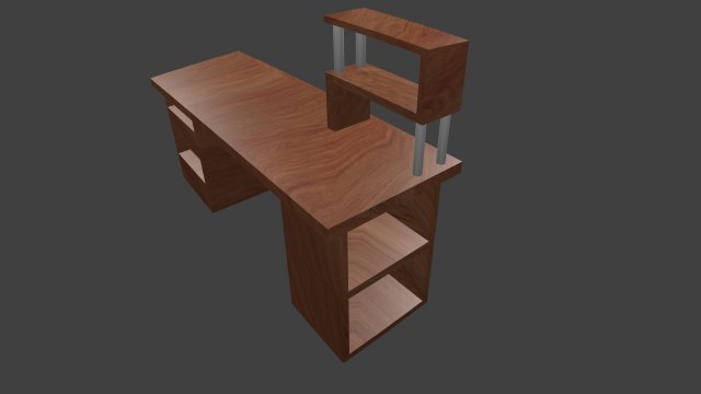 low poly wooden desk 3D 模型 .c4d .max .obj .3ds .fbx .stl .blend 