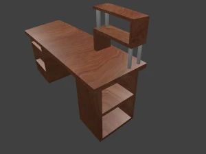 scrivania bassa in legno poly Modello 3D
