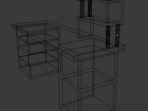 low poly wooden desk 3D Model