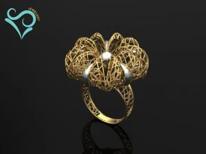 3D-Druckmodell mit goldenem Ring 3D Druckmodell