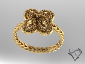 women golden ring with stone 3D Print Model