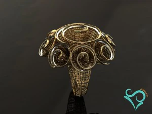 golden flower ring 3d print model 3D Print Model