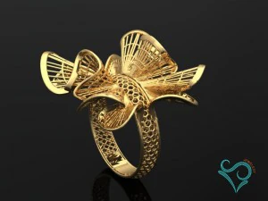 golden flower ring 3d print model 3D Print Model